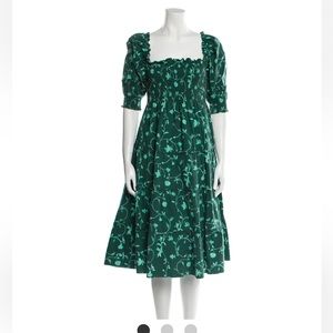 Hill House Green Floral Midi Dress